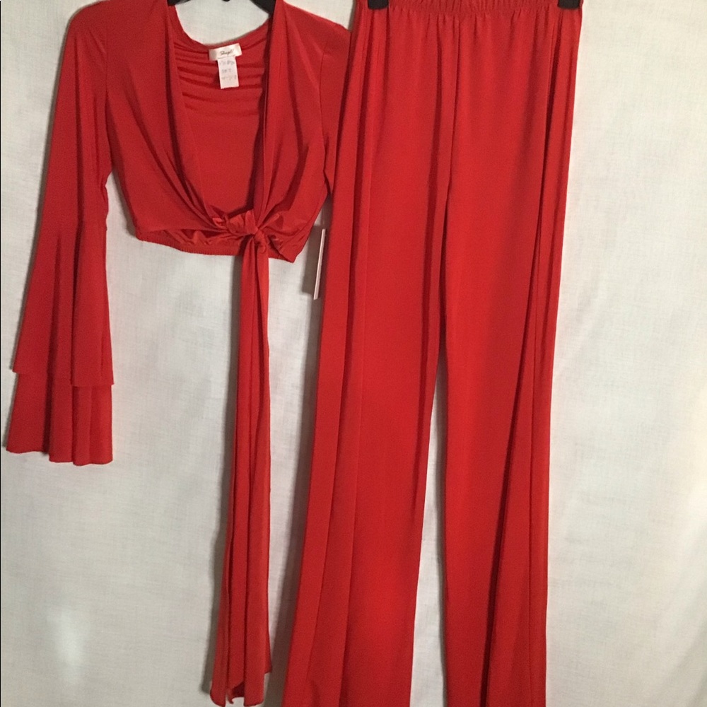 Two piece pant suit crop top￼